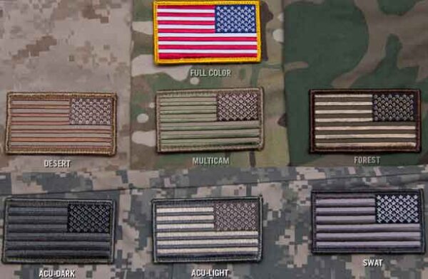 US Flag Reversed Velcro Patch Camo Colors