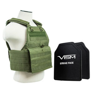 NcStar VISM Plate Carrier Vest w/ Ballistic PE Hard Plates Level III Plus 10X12 OD Green