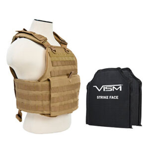 NcStar VISM Plate Carrier Vest w/ Ballistic Soft Armor Panels Level IIIA 10X12 TAN