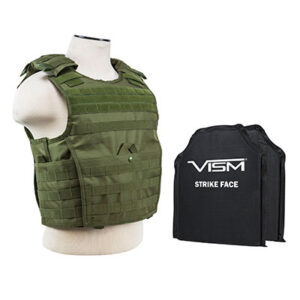 VISM Expert Plate Carrier Vest w/ Ballistic PE Hard Plates Level III plus 10X12 OD Green