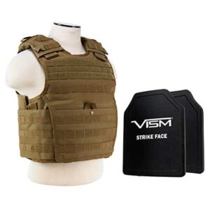 VISM Expert Plate Carrier Vest w/ Ballistic PE Hard Plates Level III plus 10X12 TAN
