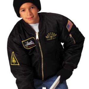 Rothco Youth Black Flight Jacket With Patches