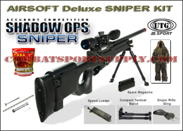 UTG Shadow Ops Airsoft Sniper Rifle DELUXE SNIPERS KIT - Combat Sport ...